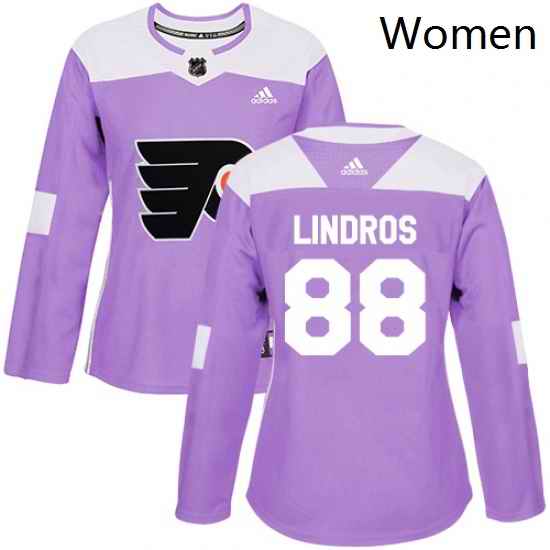 Womens Adidas Philadelphia Flyers 88 Eric Lindros Authentic Purple Fights Cancer Practice NHL Jersey